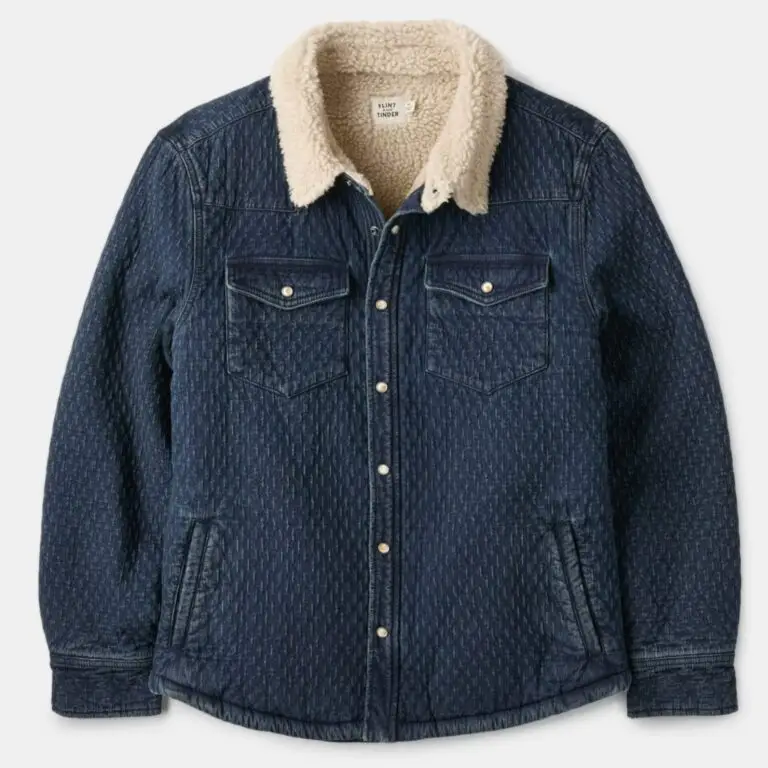 Sherpa-Lined Quilted Bone Button Western Shirt