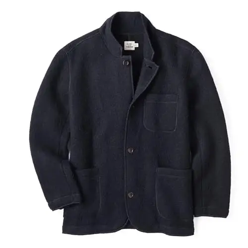 Huckberry Flint and Tinder The Boiled Wool Chore Blazer, Mens Casual Sport Coat, Jacket, Dark Navy, XX-Large