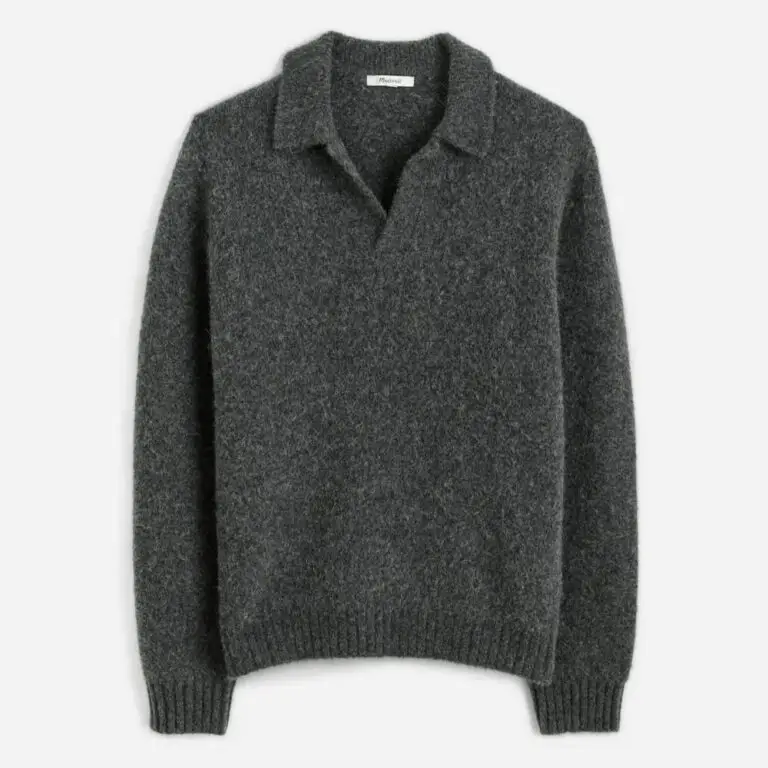 Open-Collar Sweater Polo in Yak-Alpaca Blend
