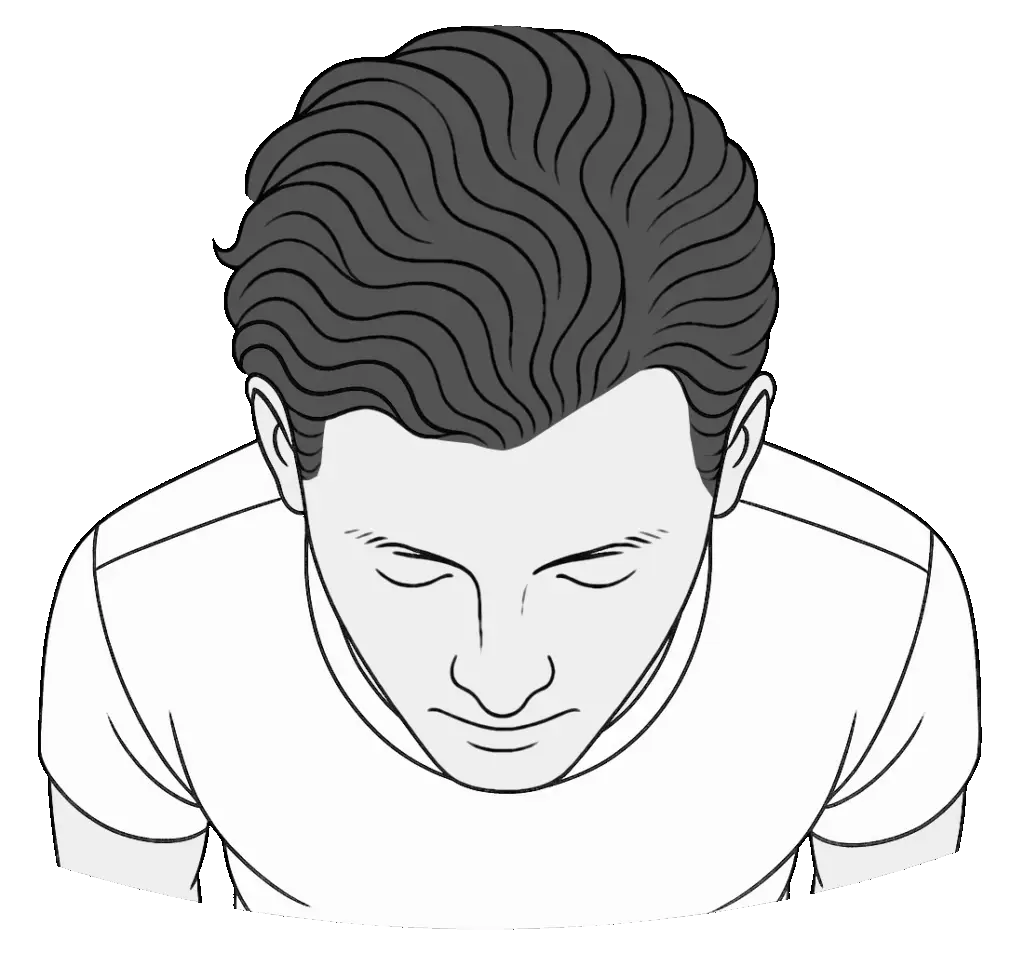 Men's head hair illustration