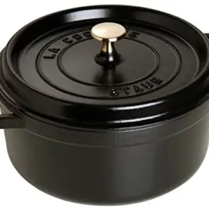 STAUB Cast Iron Roaster/Cocotte, Round, 6.7 L, Black, 28 cm