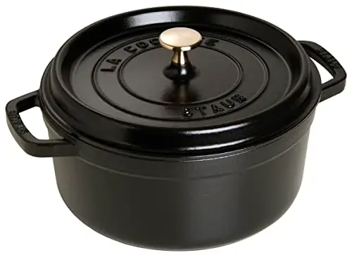 STAUB Cast Iron Roaster/Cocotte, Round, 6.7 L, Black, 28 cm