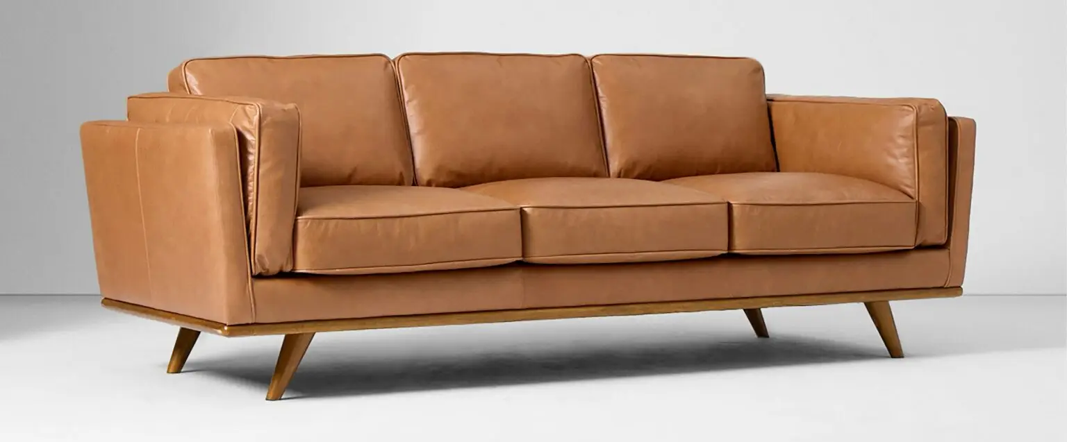 West Elm Zander leather sofa