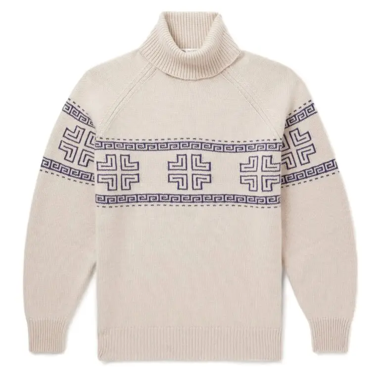 Brunello Cucinelli - Intarsia-Knit Cashmere Rollneck Sweater - Men - Neutrals - IT 56