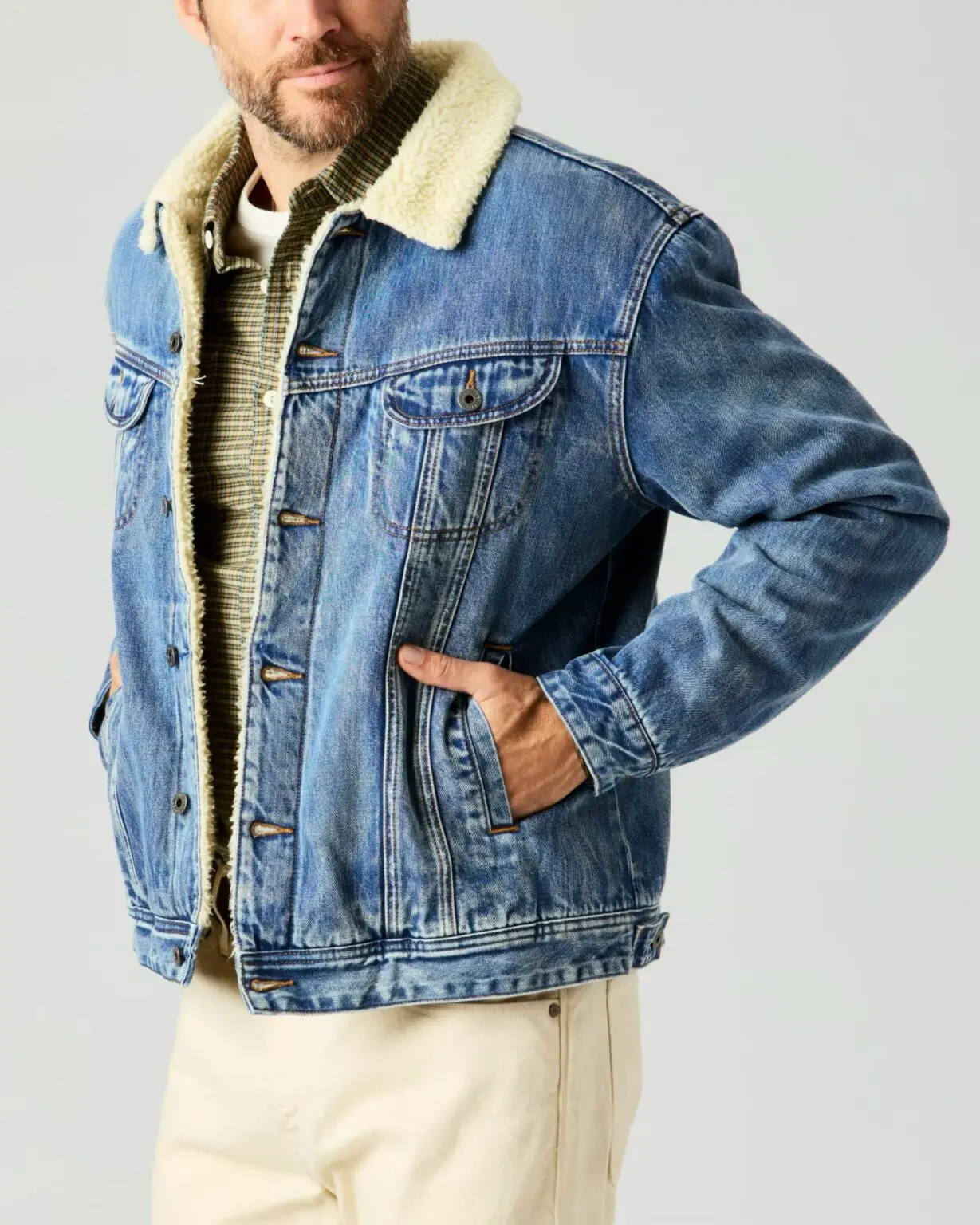 Flint and Tinder Sherpa-lined trucker jacket