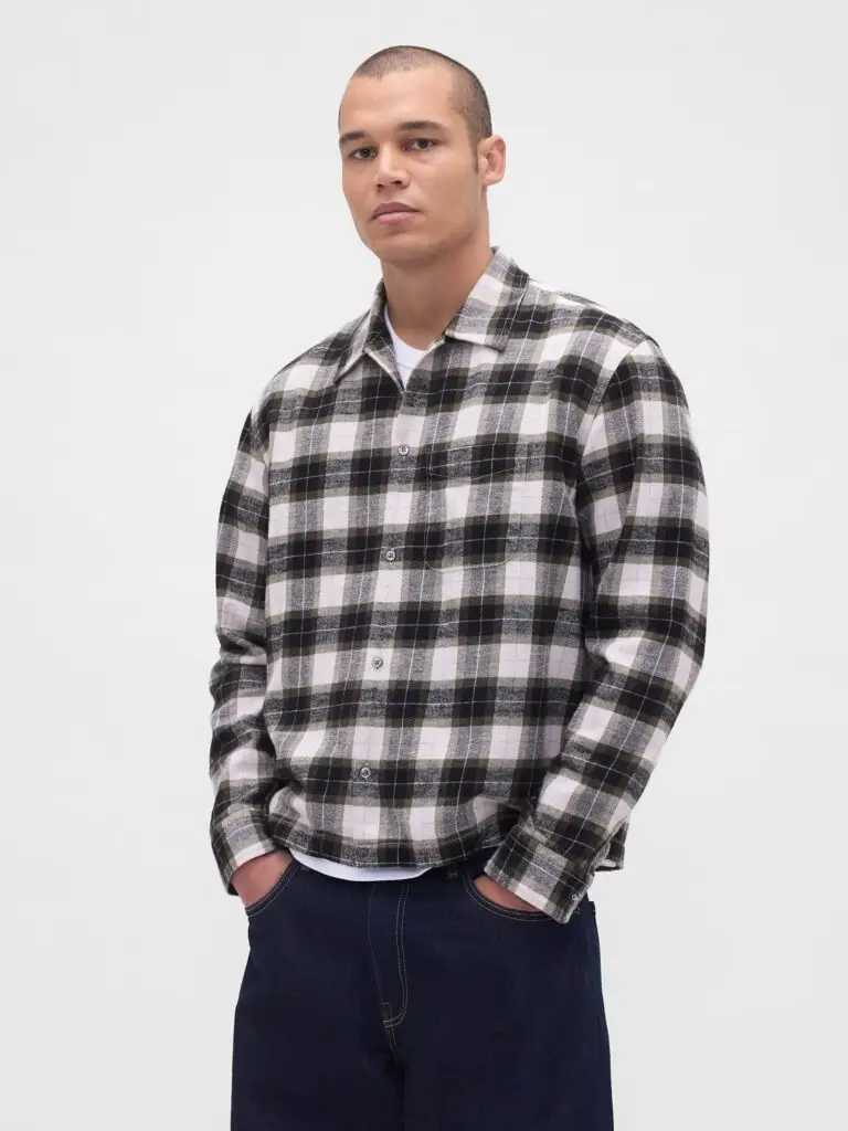 Cropped flannel shirt