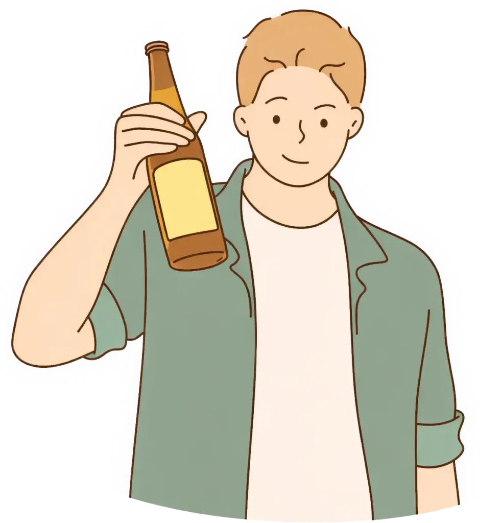 Man drinking beer illustration