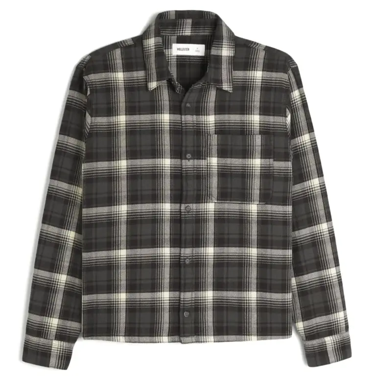 Boxy cropped flannel shirt