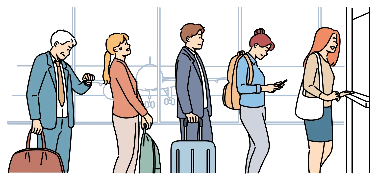 Man airport travel outfit illustration