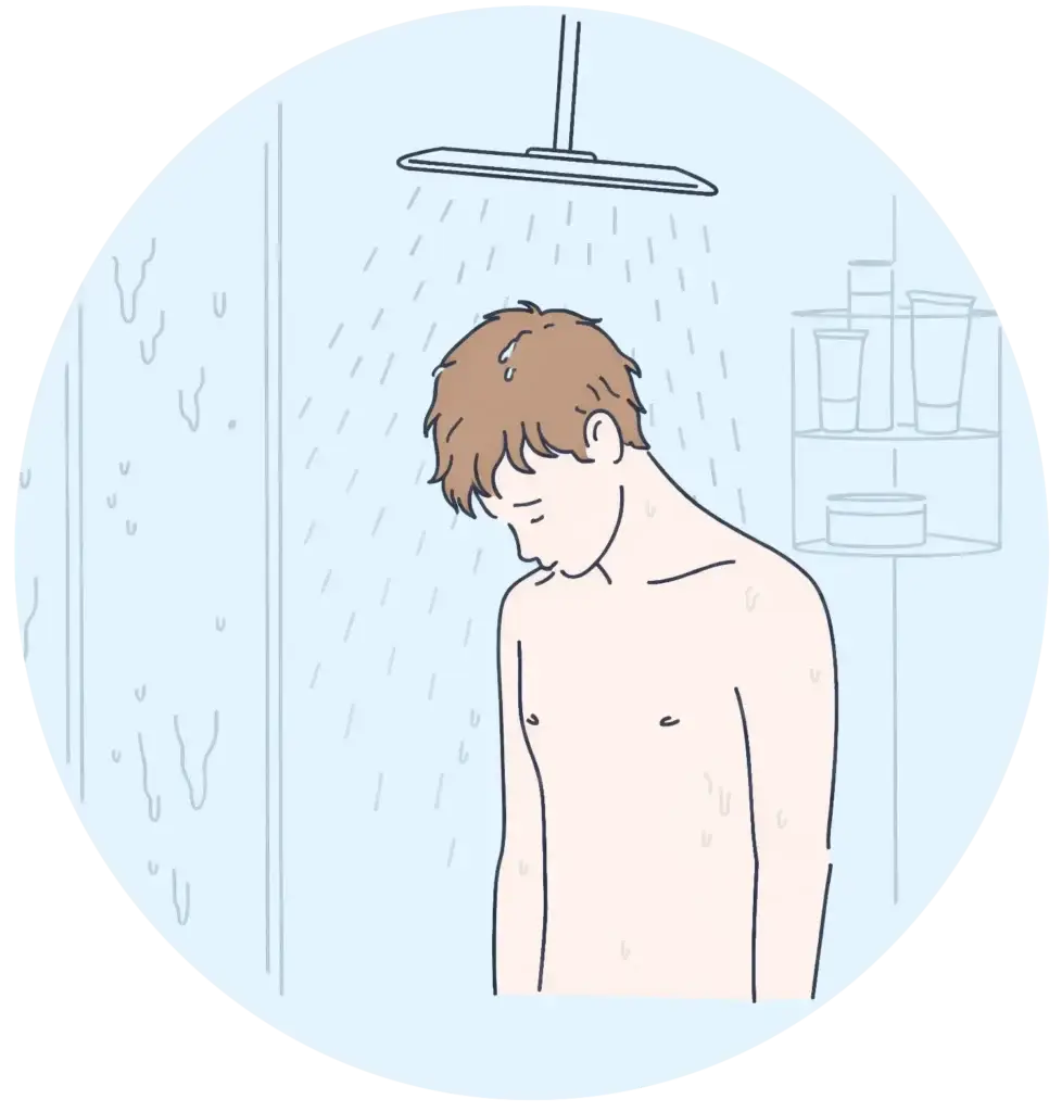 Man dark shower illustration
