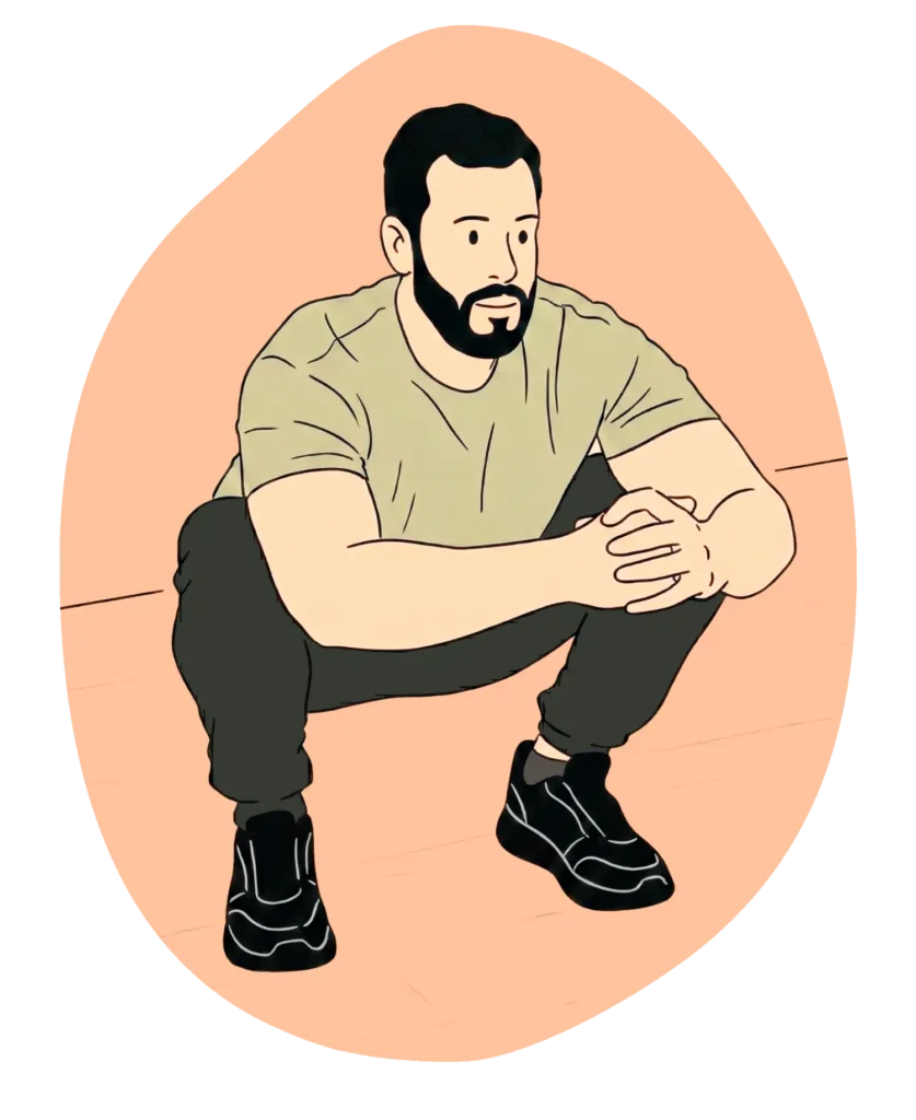 Man deep squat hold illustration