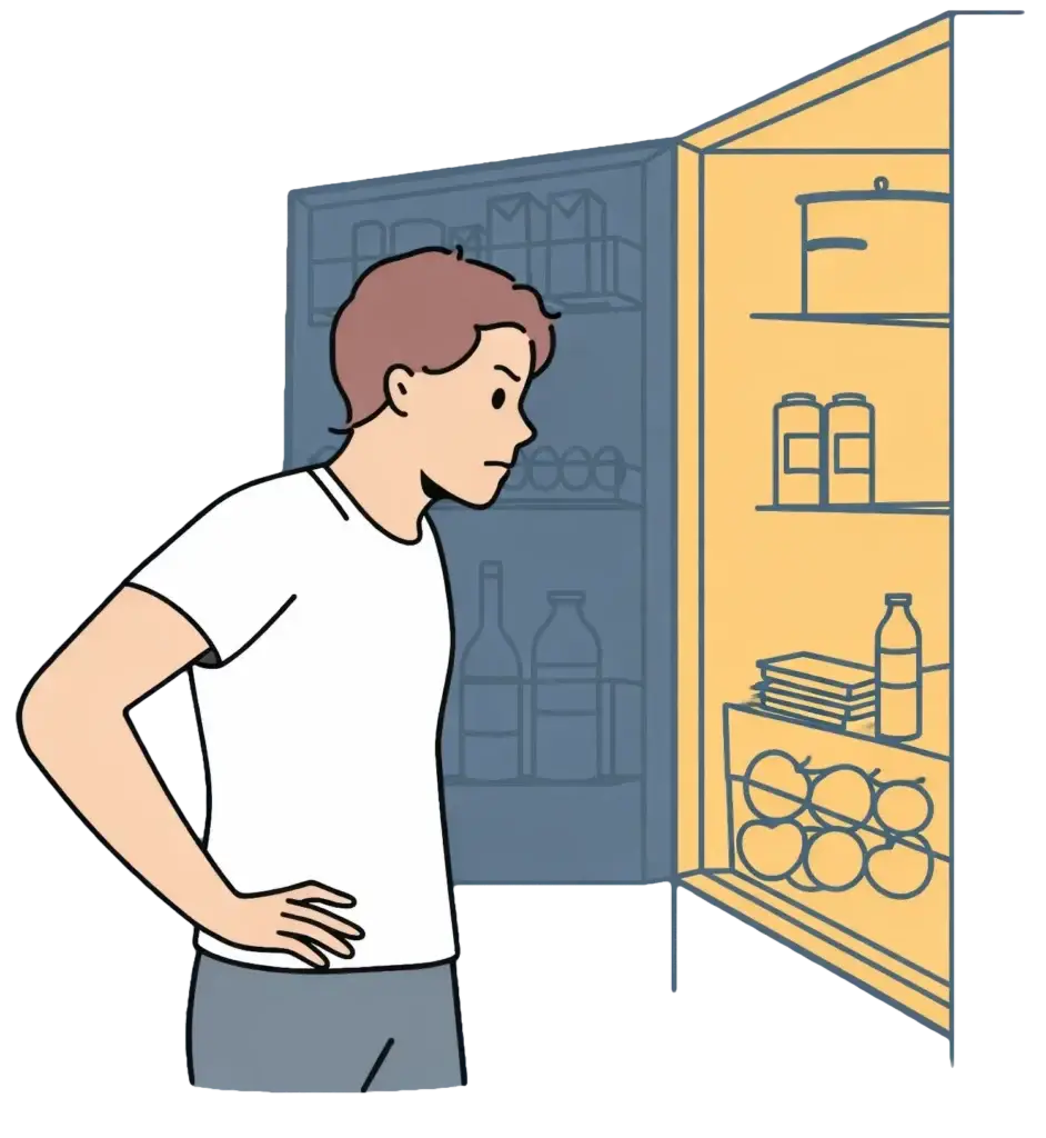 Man standing in front refrigerator