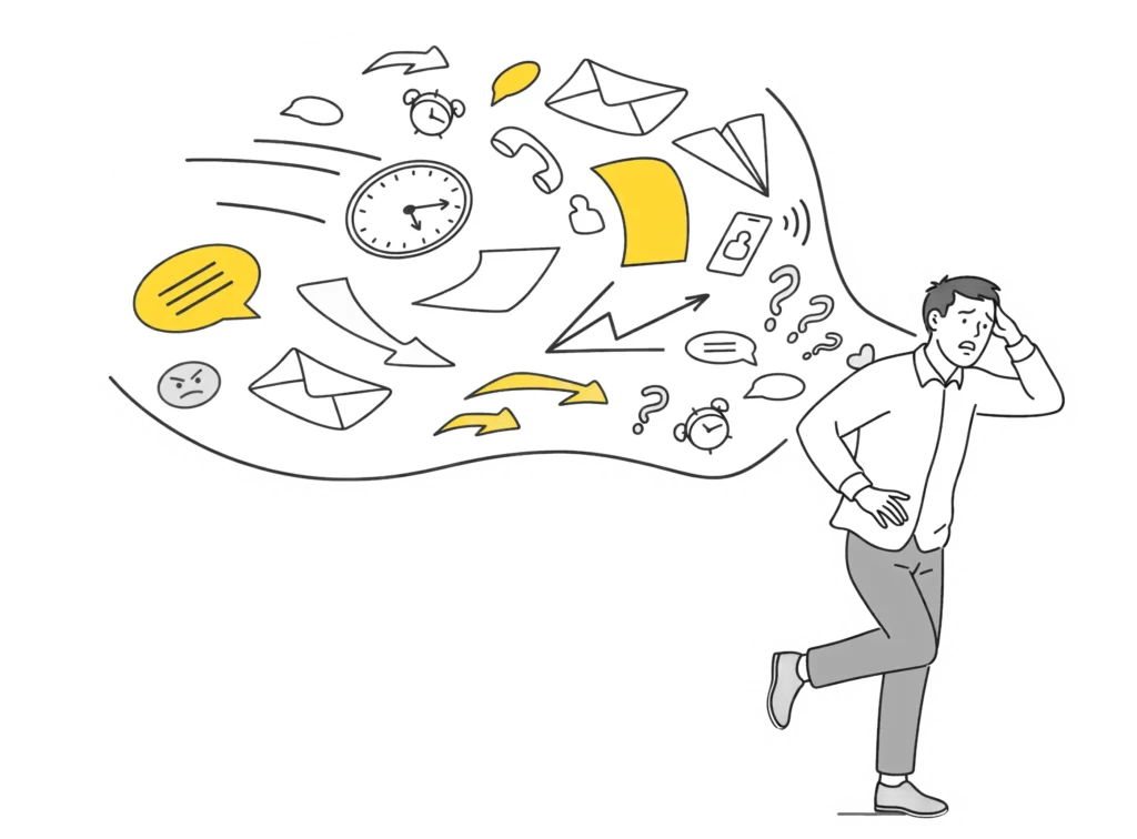 Man with Sunday worries illustration