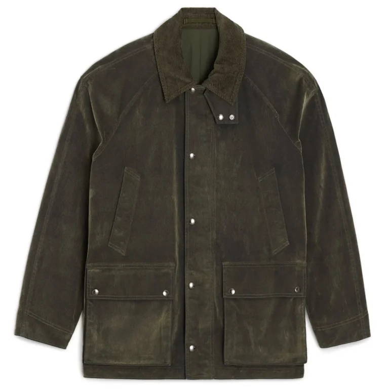 Flocked denim barn jacket