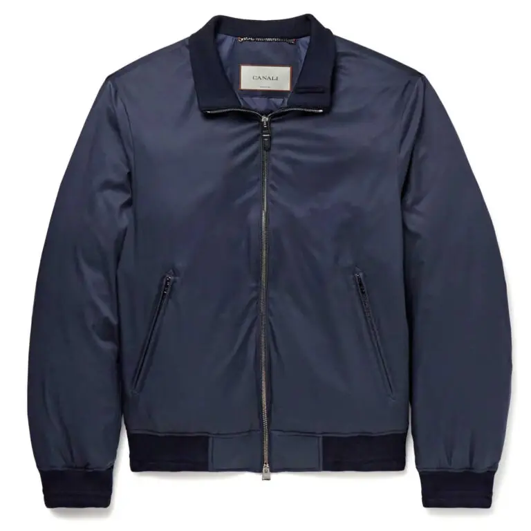 Canali Leather-trimmed bomber jacket