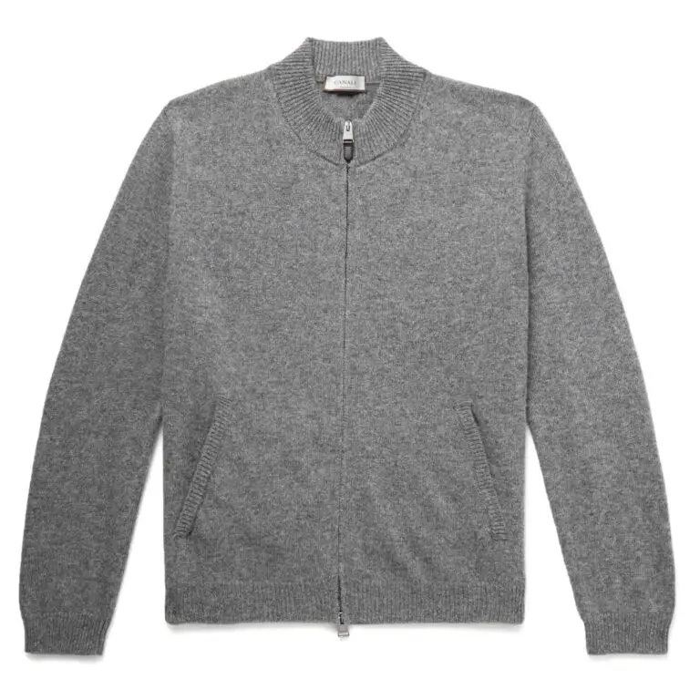 Canali Wool and cashmere zip-up cardigan