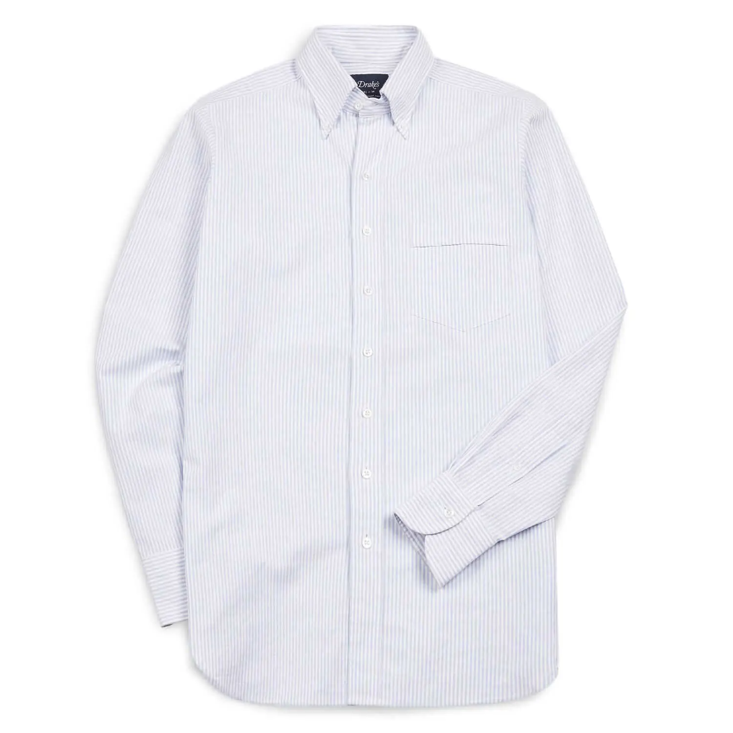Drakes striped cotton oxford