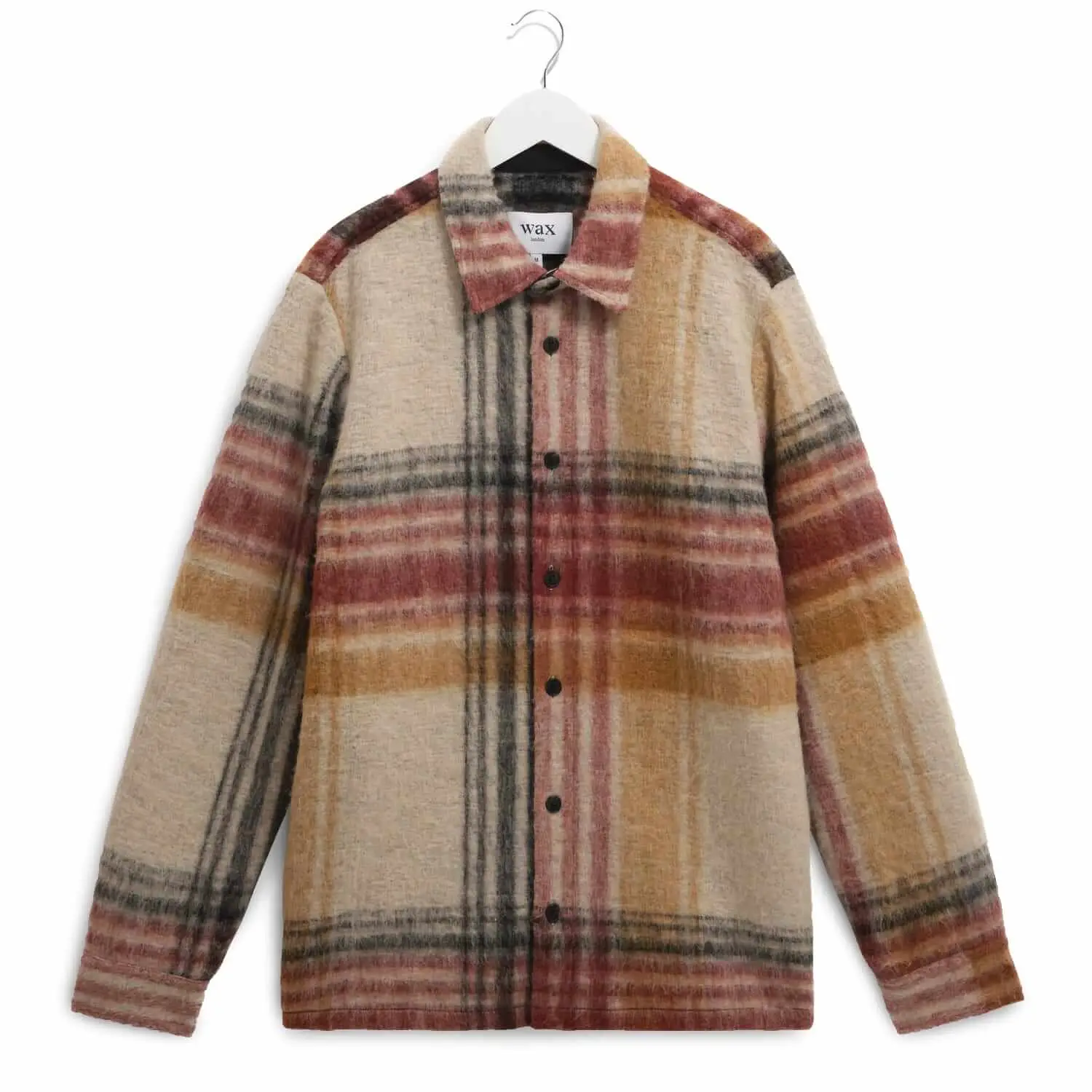 Wax wool check overshirt