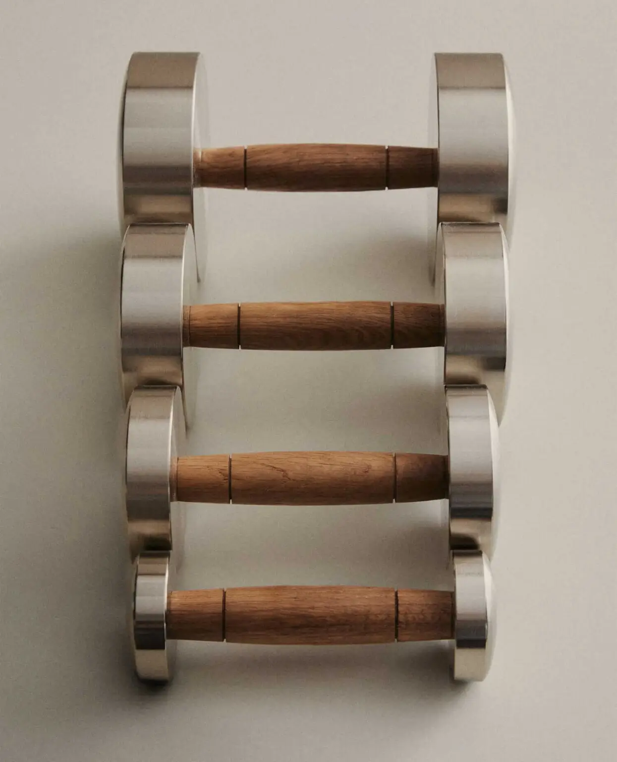 Zara home oak and steel dumbbells