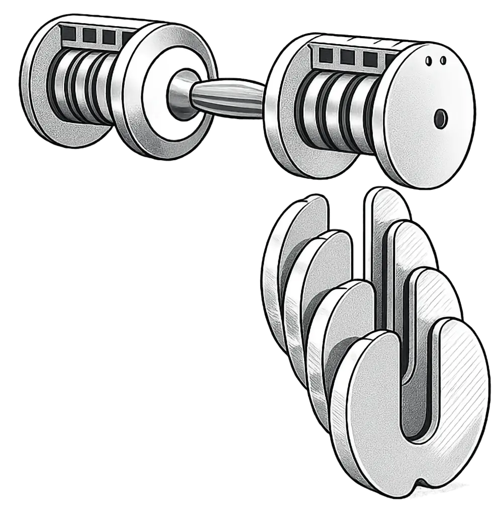 Adjustable dumbbell illustration