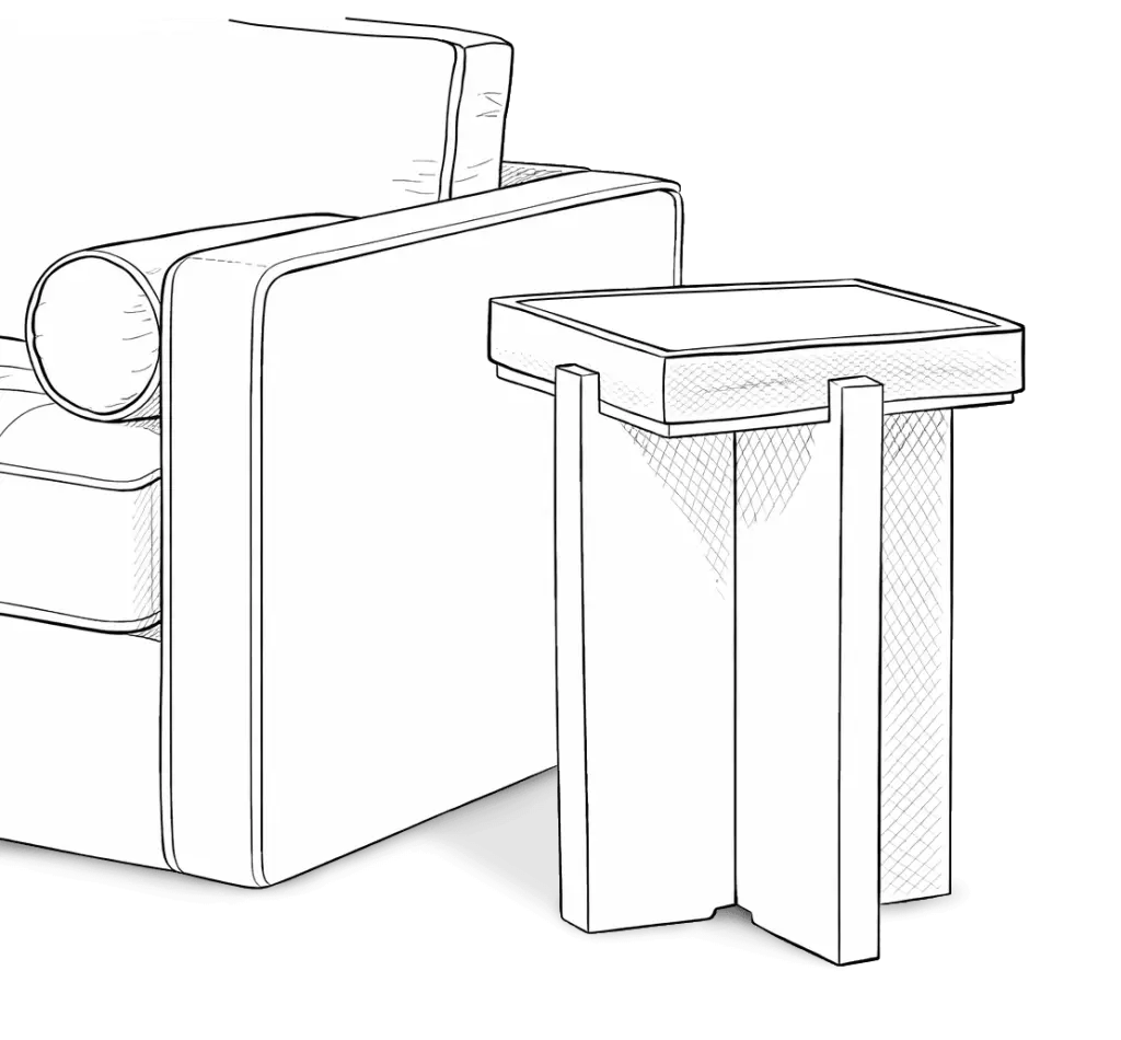 Ideal side table height example illustration