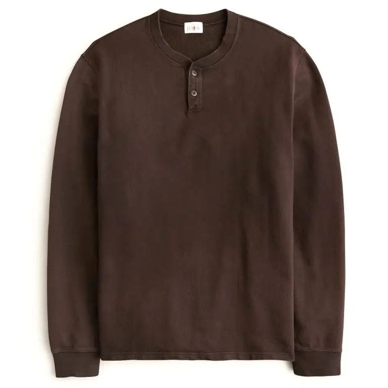 Dense cotton herringbone henley