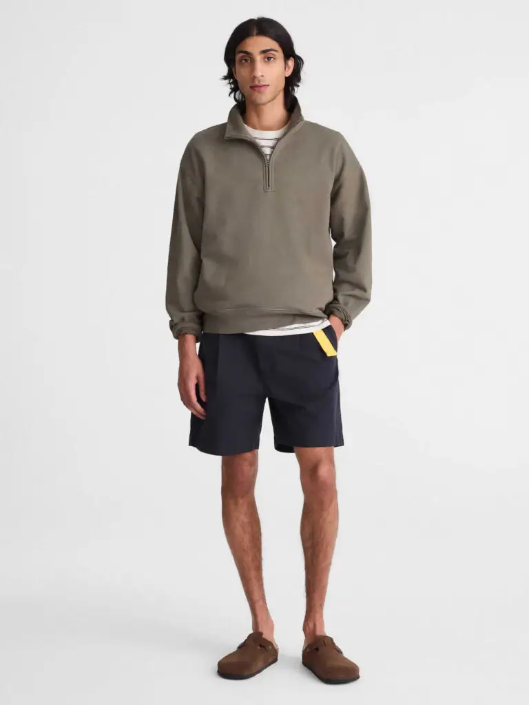 Loopback terry half-zip