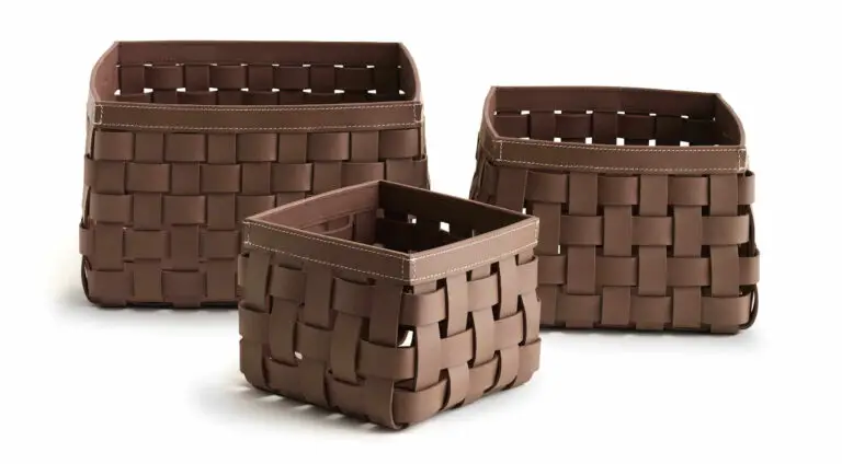 Recycled leather baskets (set of 3)