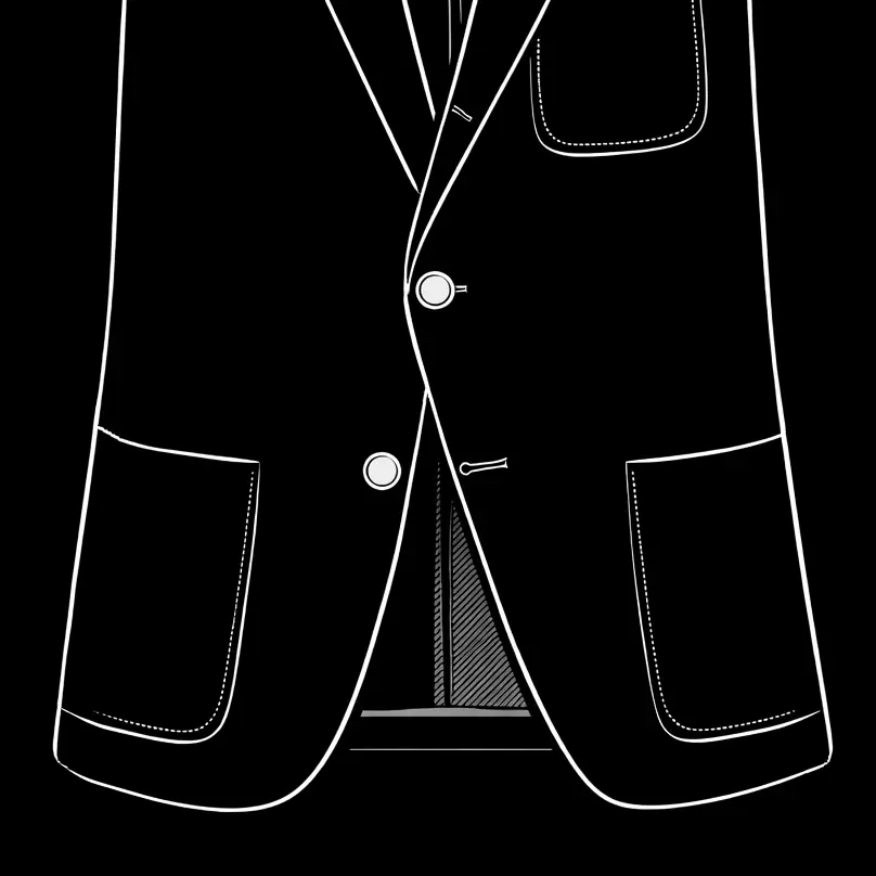 Suit jacket last button illustration