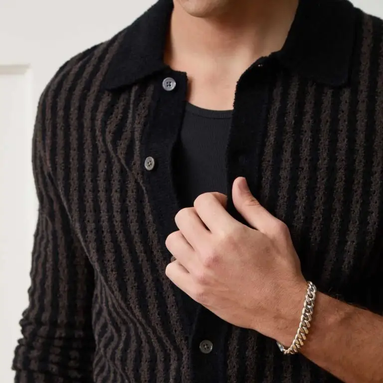 Striped boucle sweater polo