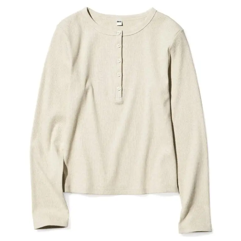 Cropped ribbed henley