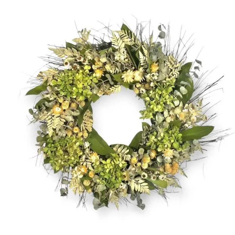 Dried hydrangea and eucalyptus wreath