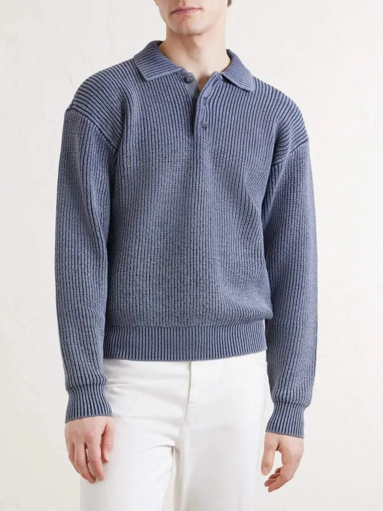 Aimé Leon Dore - Knitted Cotton-Blend Polo Sweater - Men - Blue - XXL