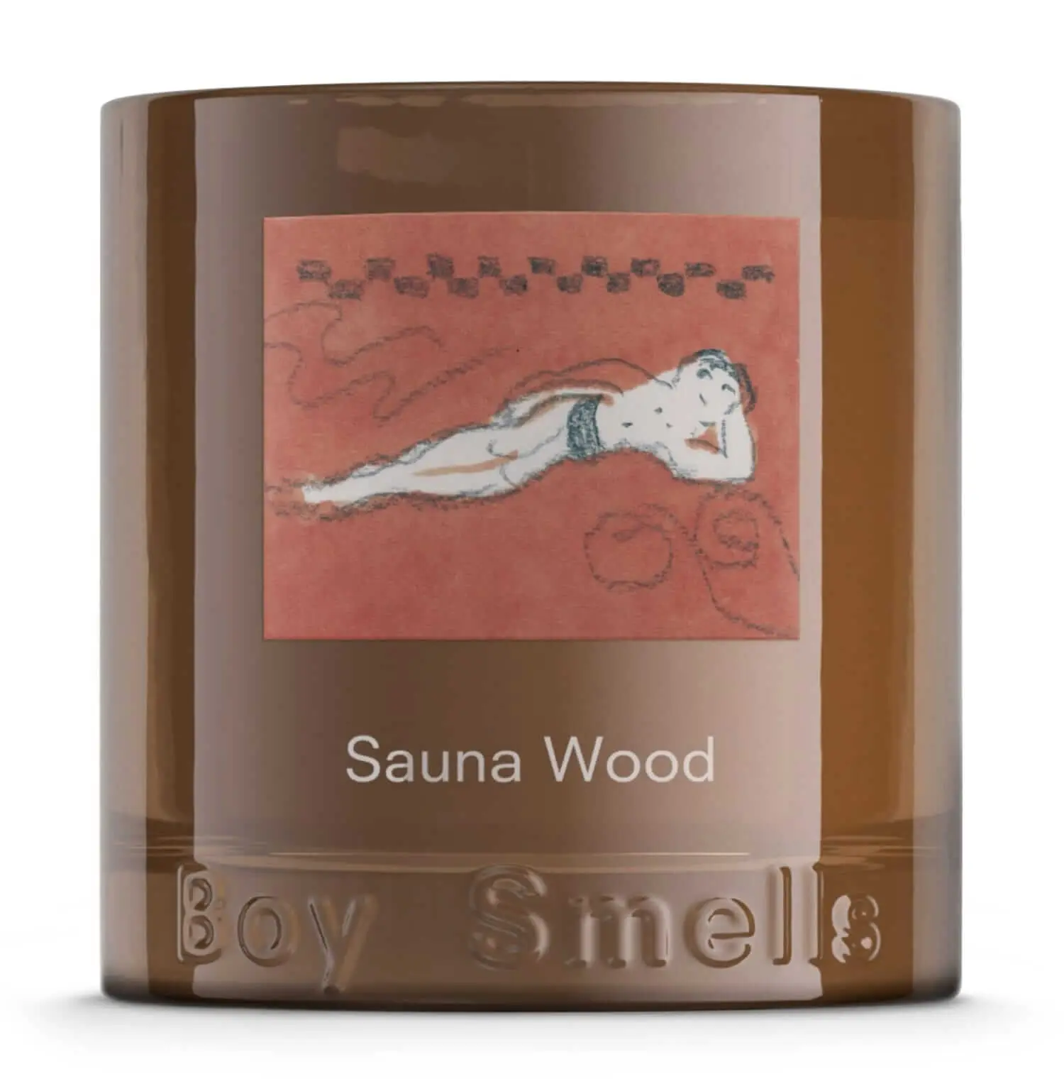 Boy smells sauna wood candle