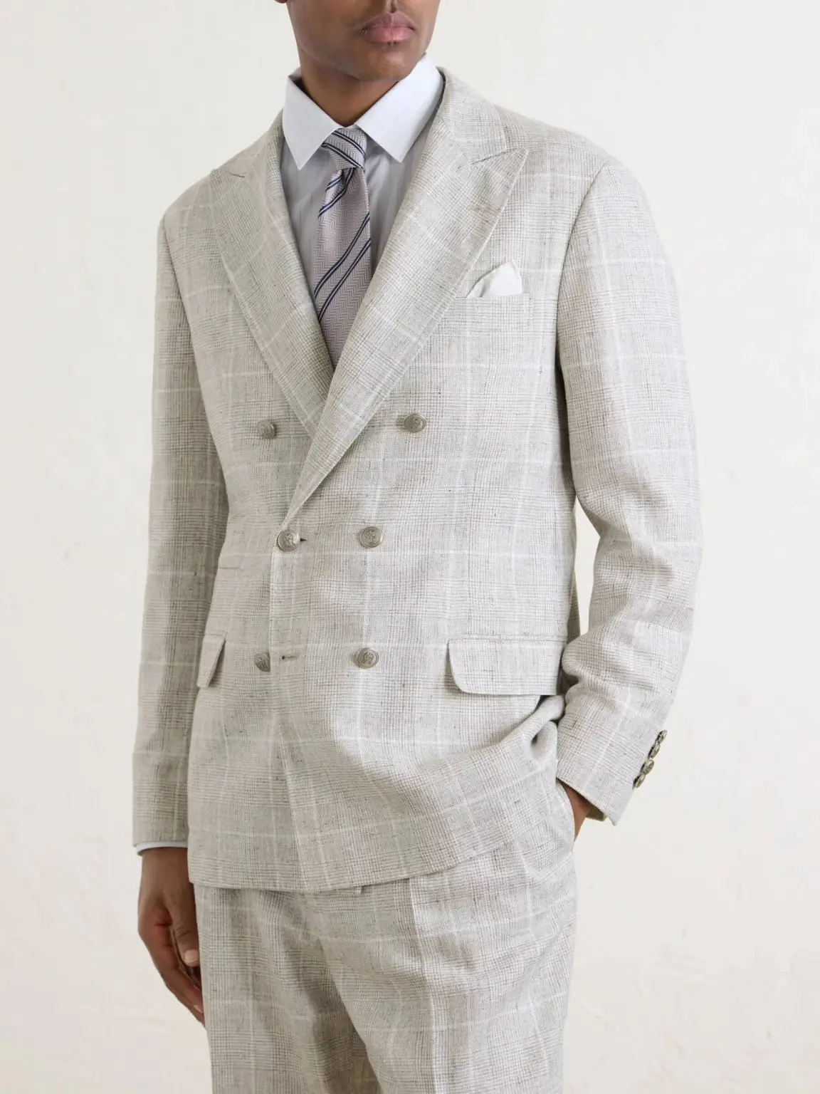 Brunello cucinelli double breasted suit jacket