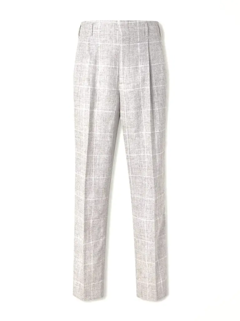 Brunello Cucinelli - Pleated Checked Wool-Blend Suit Trousers - Men - Gray - IT 54