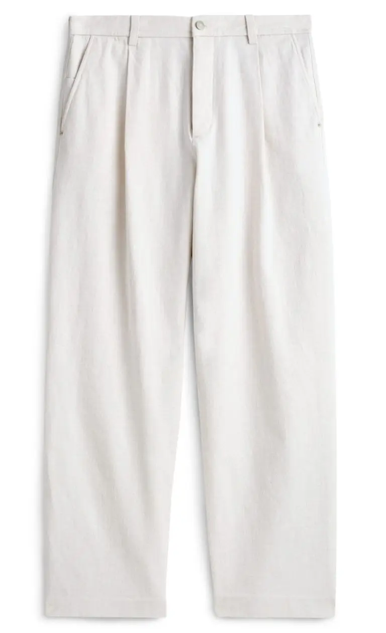 Pleated Wide-Leg Denim Pants
