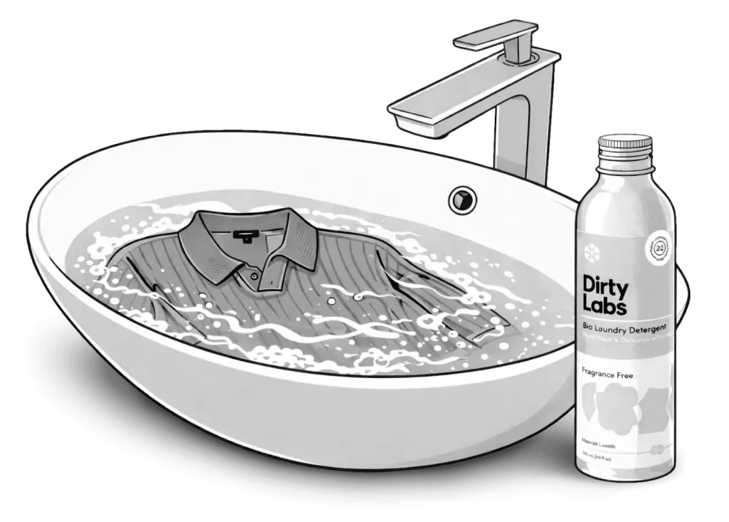 Handwashing knit polo illustration