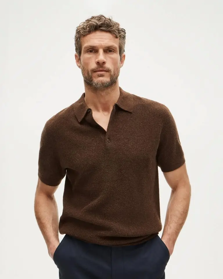 Cashmere rib-knit polo