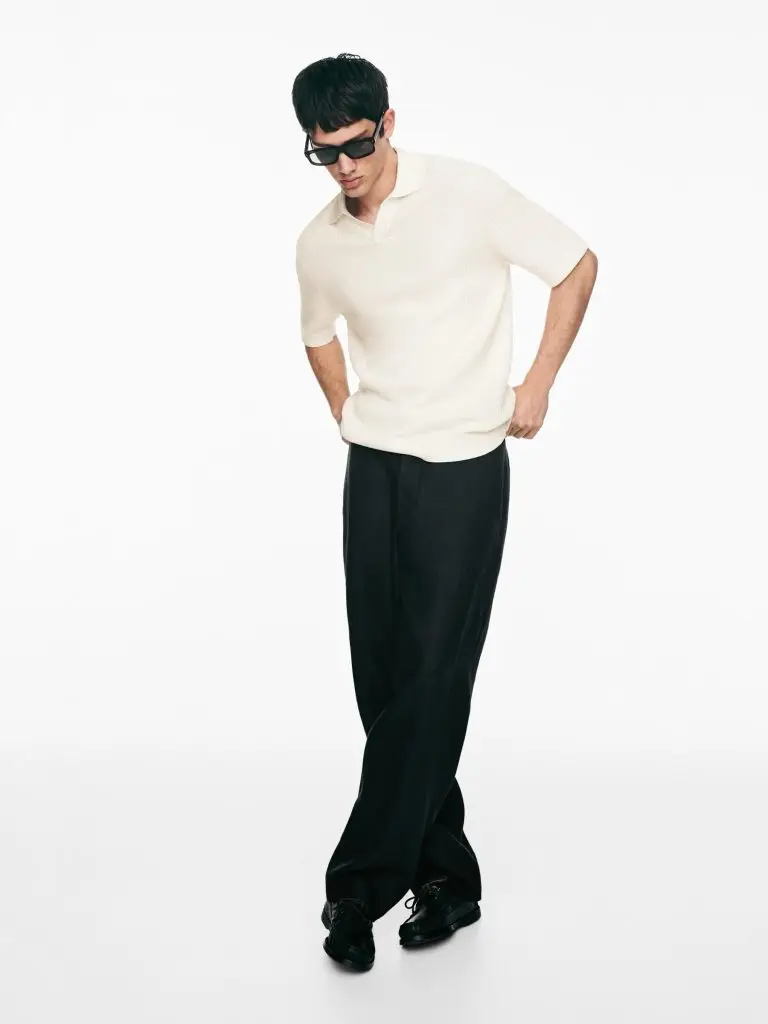 Ribbed cotton polo
