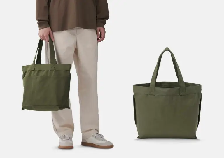 Wide canvas tote