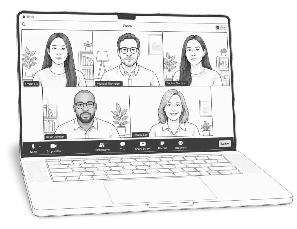 Zoom video conferencing call illustration