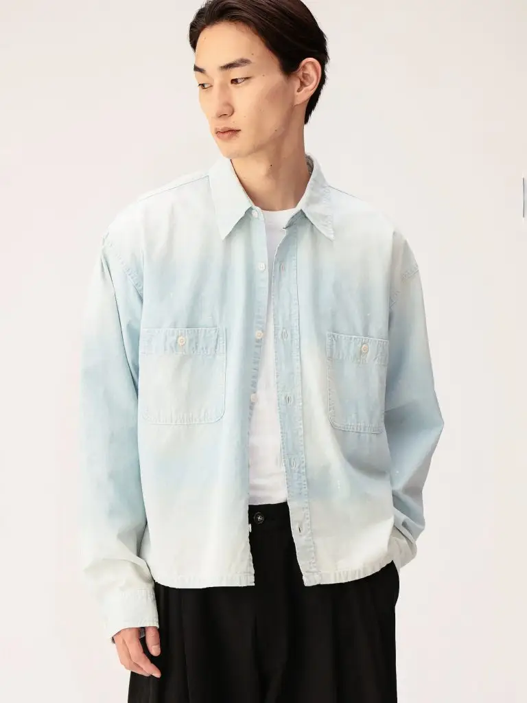 Distressed chambray shirt