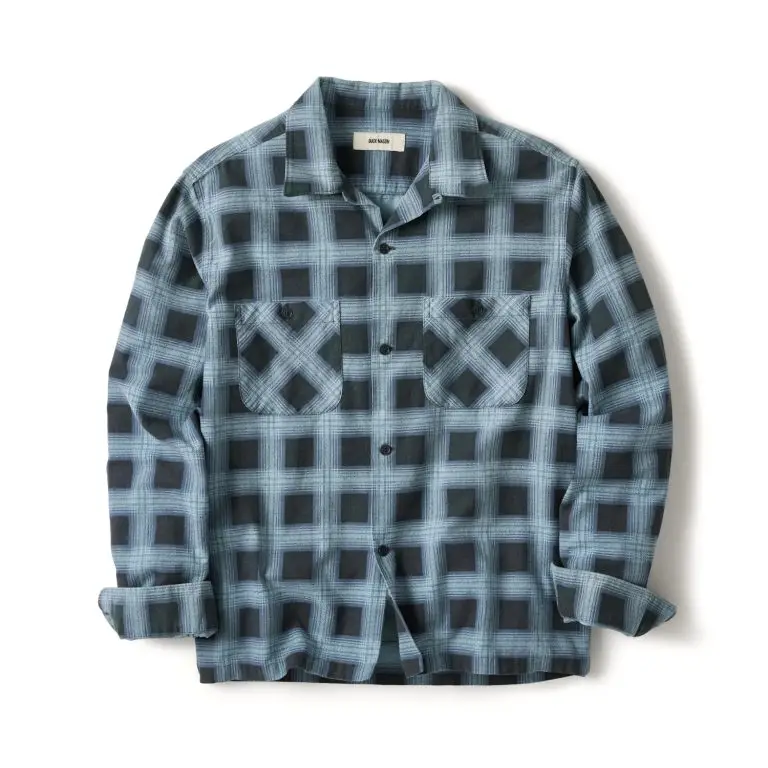 Blue Gradient Plaid Case Study Camp Shirt