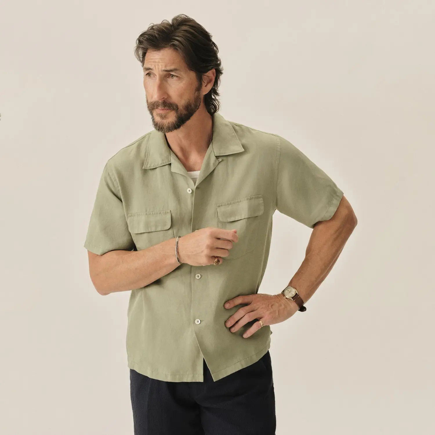 Buck mason draped linen camp shirt