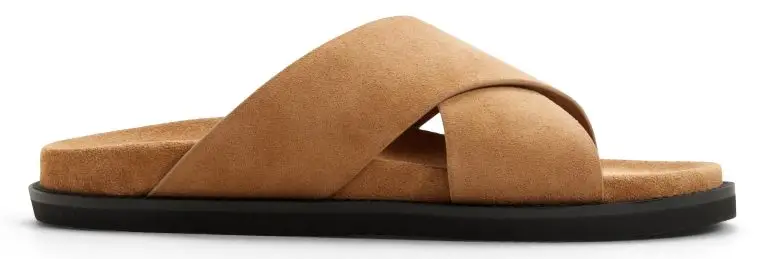 Suede cross-strap sandal