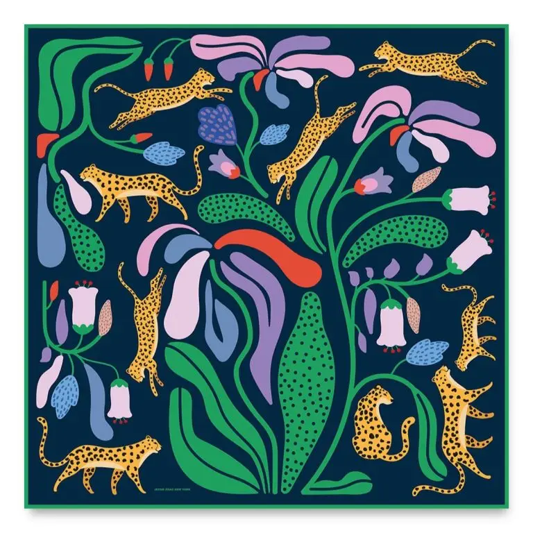 Jungle night double-sided silk scarf
