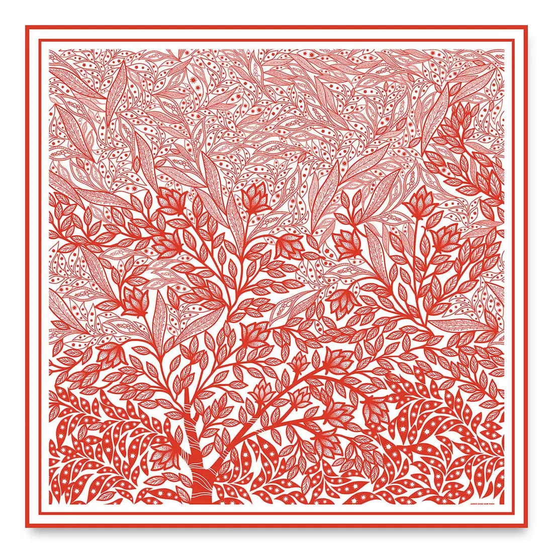 Jessie zhao tree of life double sided silk scarf