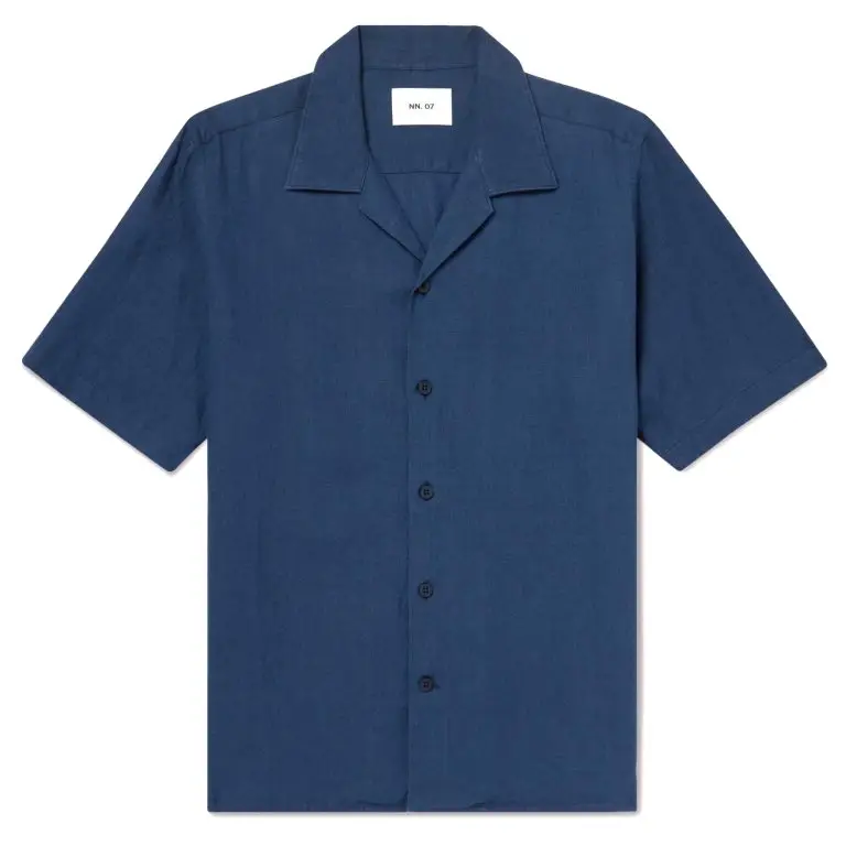 NN07 - Julio 5708 Camp-Collar Linen Shirt - Men - Blue - XXL