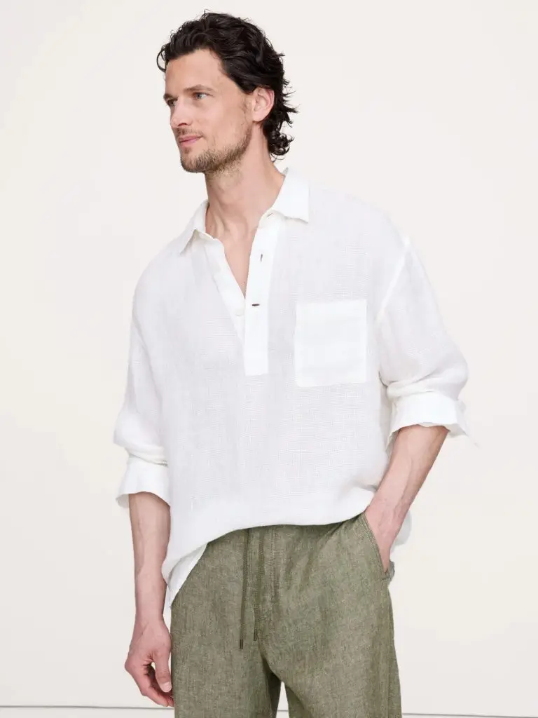 Linen popover shirt
